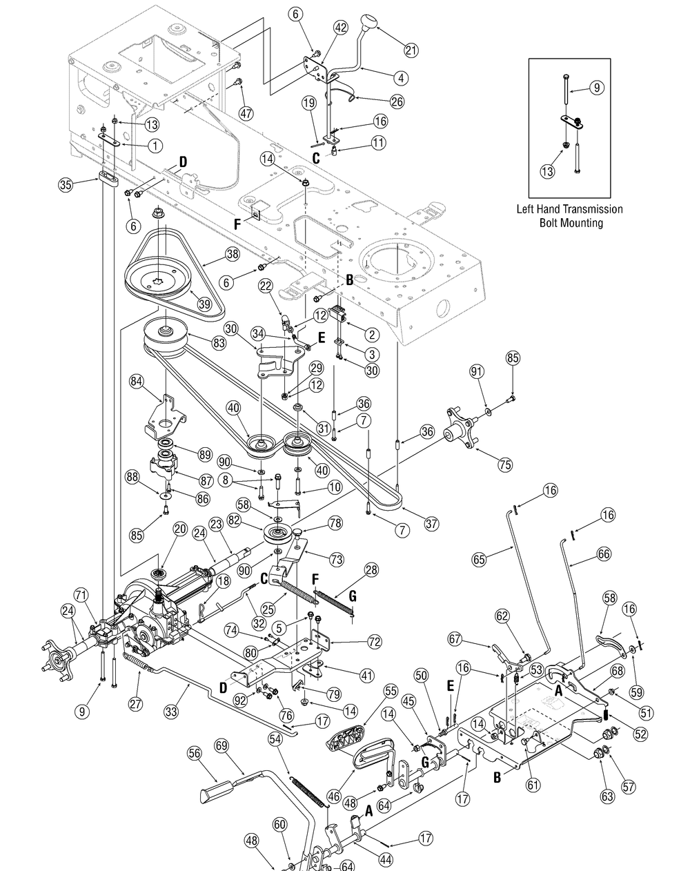 Drive System 1k016h And After Diagram and Parts List for LT1040 13AX10CG709-13AX10CG710-13BX10CG710 Cub Cadet Lawn Tractor